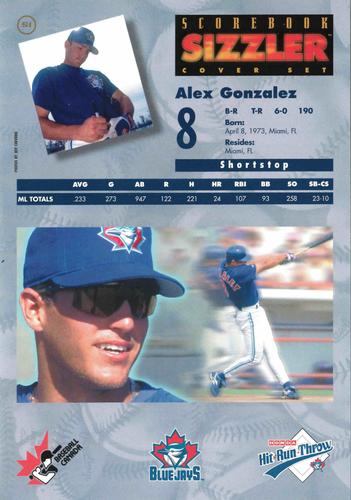 1997 Scorebook Sizzler Toronto Blue Jays #51 Alex Gonzalez Back