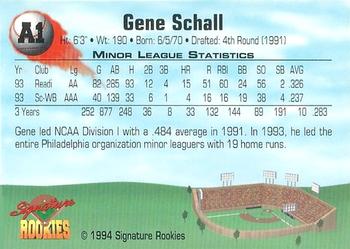 1994 Signature Rookies - Top Prospects Signatures #A1 Gene Schall Back