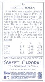 2003 Topps 205 - Sweet Caporal Purple #80 Scott Rolen Back