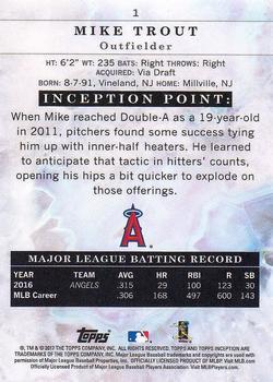 2017 Topps Inception - Green #1 Mike Trout Back