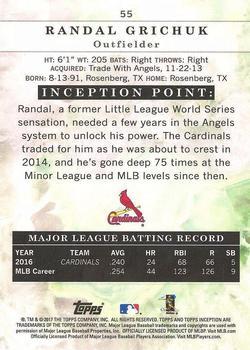 2017 Topps Inception - Green #55 Randal Grichuk Back