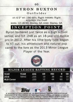 2017 Topps Inception - Green #60 Byron Buxton Back