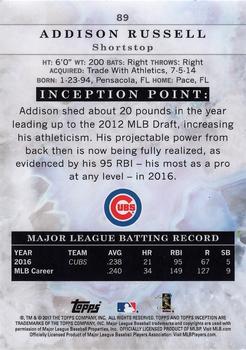 2017 Topps Inception - Green #89 Addison Russell Back