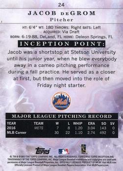 2017 Topps Inception - Purple #24 Jacob deGrom Back