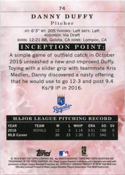 2017 Topps Inception - Purple #74 Danny Duffy Back