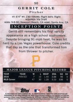 2017 Topps Inception - Magenta #50 Gerrit Cole Back