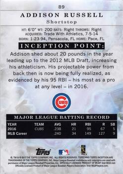 2017 Topps Inception - Magenta #89 Addison Russell Back
