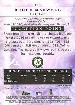 2017 Topps Inception - Magenta #136 Bruce Maxwell Back