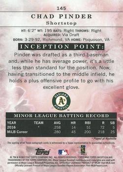 2017 Topps Inception - Magenta #145 Chad Pinder Back