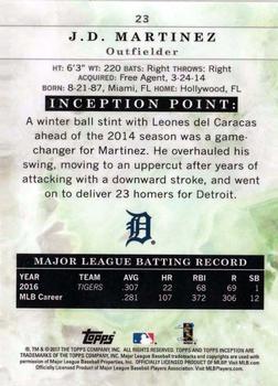 2017 Topps Inception - Red #23 J.D. Martinez Back