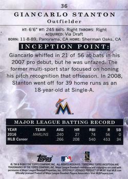 2017 Topps Inception - Red #36 Giancarlo Stanton Back
