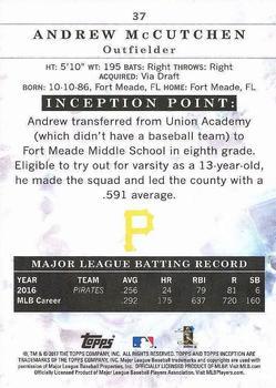 2017 Topps Inception - Red #37 Andrew McCutchen Back