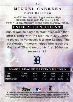2017 Topps Inception - Red #40 Miguel Cabrera Back