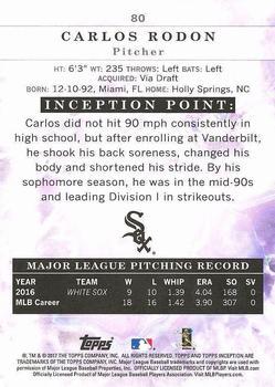 2017 Topps Inception - Red #80 Carlos Rodon Back