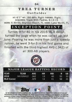 2017 Topps Inception - Red #84 Trea Turner Back