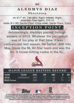 2017 Topps Inception - Red #86 Aledmys Diaz Back
