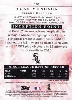 2017 Topps Inception - Red #101 Yoan Moncada Back