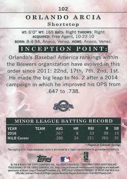 2017 Topps Inception - Red #102 Orlando Arcia Back