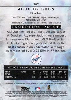 2017 Topps Inception - Red #107 Jose De Leon Back