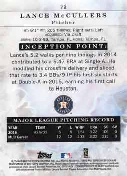 2017 Topps Inception - Blue #73 Lance McCullers Back