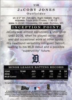 2017 Topps Inception - Blue #116 JaCoby Jones Back