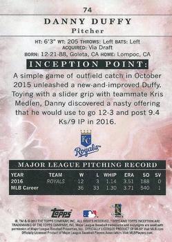 2017 Topps Inception - Inception #74 Danny Duffy Back