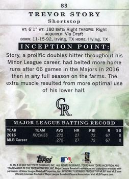 2017 Topps Inception - Inception #83 Trevor Story Back