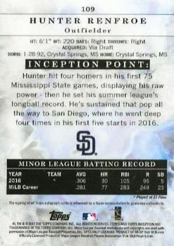 2017 Topps Inception - Inception #109 Hunter Renfroe Back