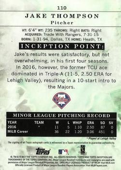 2017 Topps Inception - Inception #110 Jake Thompson Back