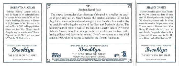 2003 Topps 205 - Triple Folder Brooklyn #TF10 Shawn Green / Roberto Alomar Back