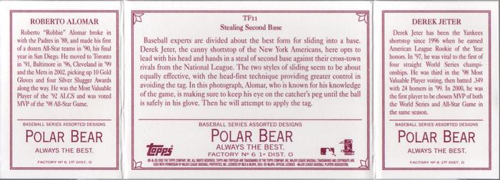 2003 Topps 205 - Triple Folder Polar Bear #TF11 Derek Jeter / Roberto Alomar Back