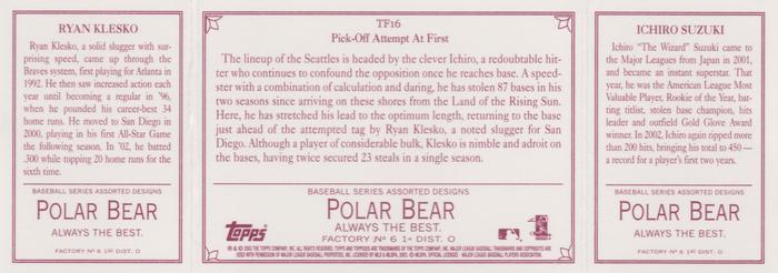 2003 Topps 205 - Triple Folder Polar Bear #TF16 Ichiro Suzuki / Ryan Klesko Back