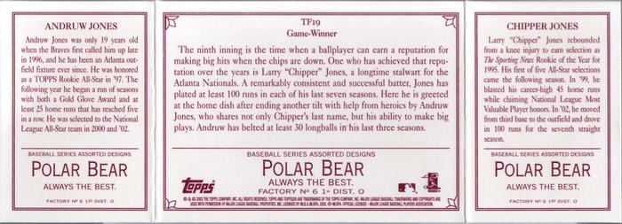 2003 Topps 205 - Triple Folder Polar Bear #TF19 Chipper Jones / Andruw Jones Back