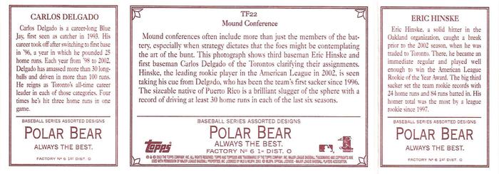 2003 Topps 205 - Triple Folder Polar Bear #TF22 Eric Hinske / Carlos Delgado Back