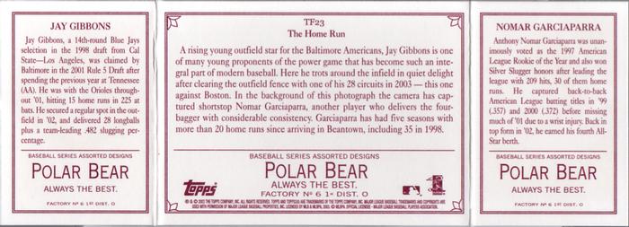 2003 Topps 205 - Triple Folder Polar Bear #TF23 Nomar Garciaparra / Jay Gibbons Back