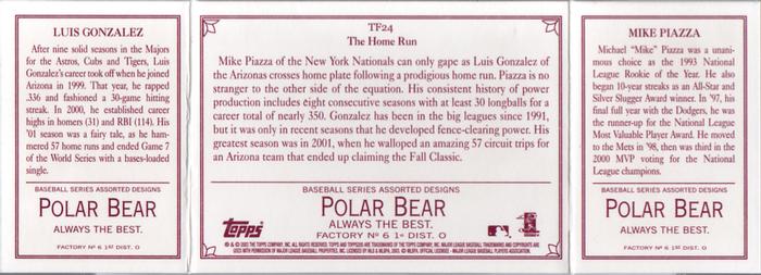 2003 Topps 205 - Triple Folder Polar Bear #TF24 Mike Piazza / Luis Gonzalez Back