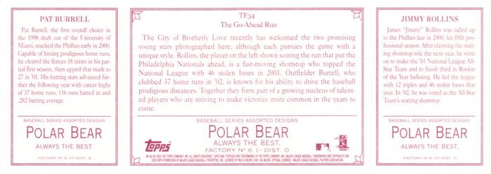 2003 Topps 205 - Triple Folder Polar Bear #TF34 Jimmy Rollins / Pat Burrell Back