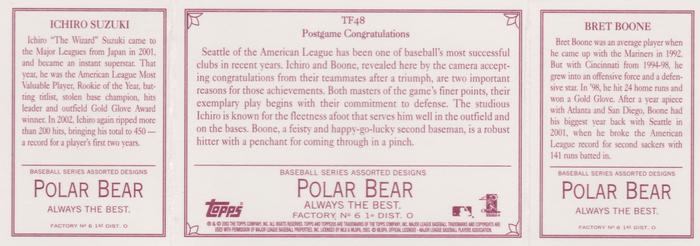 2003 Topps 205 - Triple Folder Polar Bear #TF48 Bret Boone / Ichiro Suzuki Back