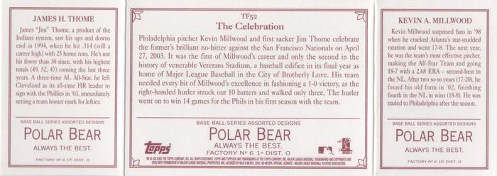 2003 Topps 205 - Triple Folder Polar Bear #TF52 Kevin Millwood / Jim Thome Back
