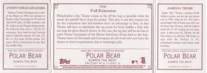 2003 Topps 205 - Triple Folder Polar Bear #TF56 Jim Thome / Nomar Garciaparra Back