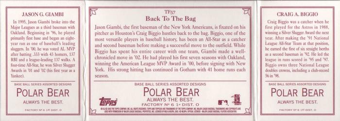 2003 Topps 205 - Triple Folder Polar Bear #TF57 Craig Biggio / Jason Giambi Back