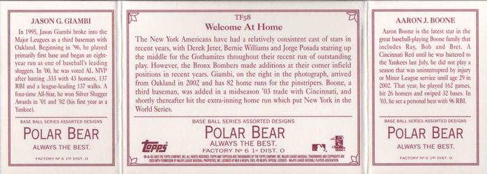 2003 Topps 205 - Triple Folder Polar Bear #TF58 Aaron Boone / Jason Giambi Back