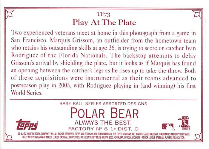 2003 Topps 205 - Triple Folder Polar Bear #TF73 Marquis Grissom / Ivan Rodriguez Back