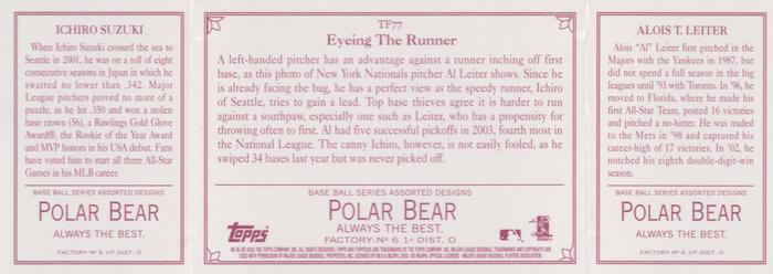 2003 Topps 205 - Triple Folder Polar Bear #TF77 Al Leiter / Ichiro Suzuki Back