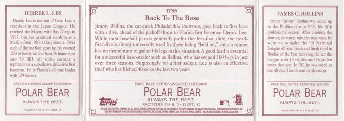 2003 Topps 205 - Triple Folder Polar Bear #TF86 Jimmy Rollins / Derrek Lee Back