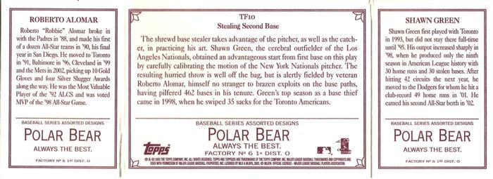 2003 Topps 205 - Triple Folder Polar Bear #TF10 Shawn Green / Roberto Alomar Back