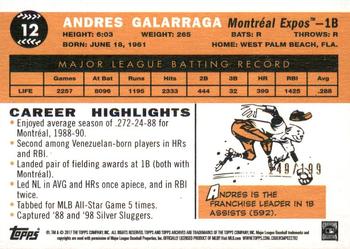 2017 Topps Archives - Peach #12 Andres Galarraga Back
