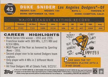 2017 Topps Archives - Peach #43 Duke Snider Back