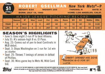 2017 Topps Archives - Peach #51 Robert Gsellman Back