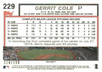 2017 Topps Archives - Peach #229 Gerrit Cole Back